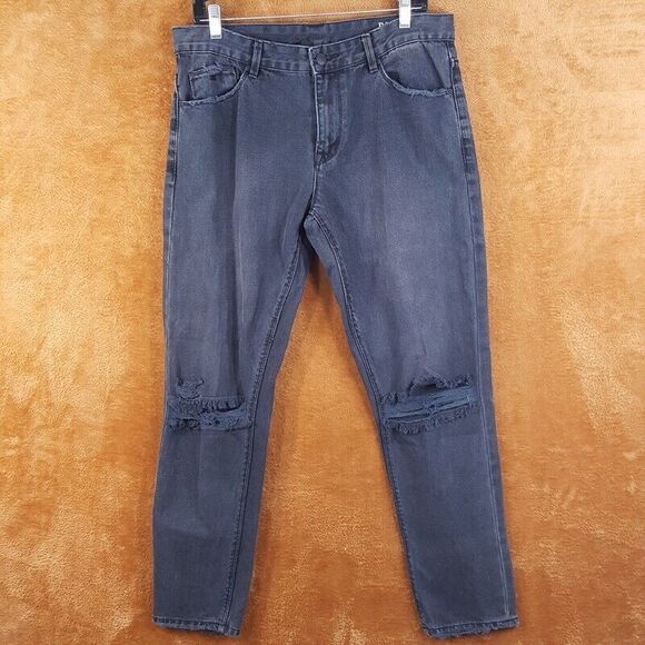 RES DENIM Womens Jeans Size 28 Charcoal Wash Boyfriend Ripped Distressed ROMEO - Picture 1 of 10